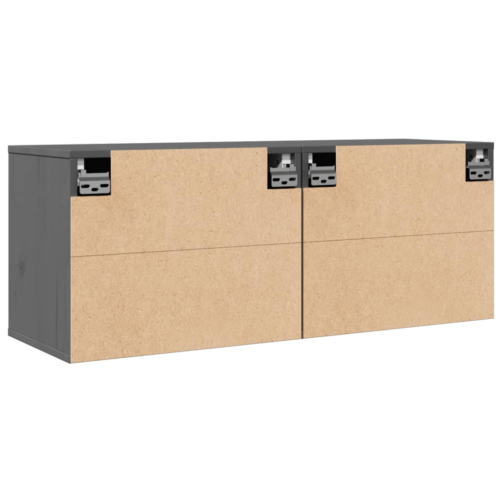 Armários de parede 2 pcs 45x30x35 cm pinho maciço cinza