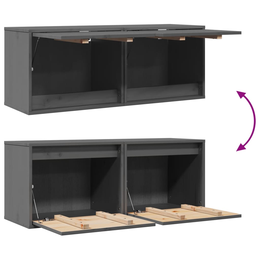 Armários de parede 2 pcs 45x30x35 cm pinho maciço cinza