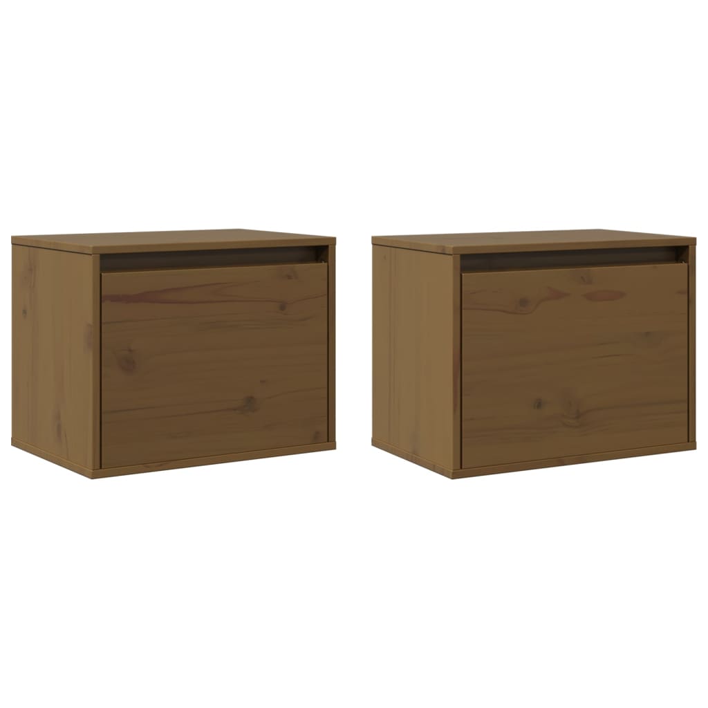 Armários de parede 2 pcs 45x30x35 cm pinho maciço castanho mel
