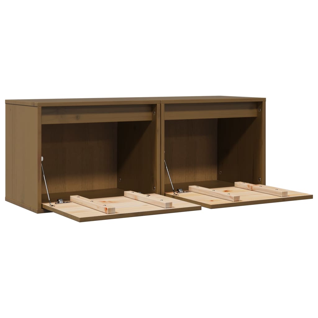 Armários de parede 2 pcs 45x30x35 cm pinho maciço castanho mel
