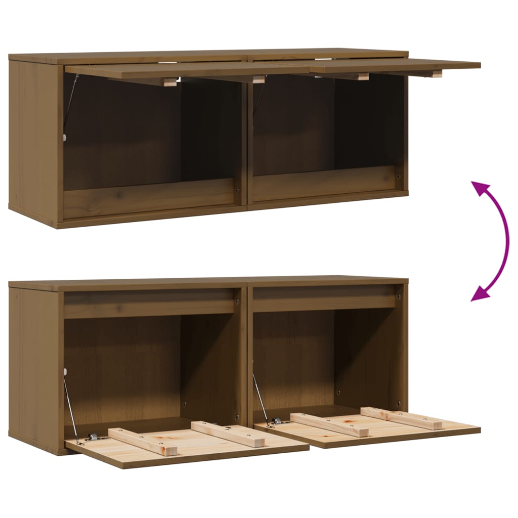 Armários de parede 2 pcs 45x30x35 cm pinho maciço castanho mel