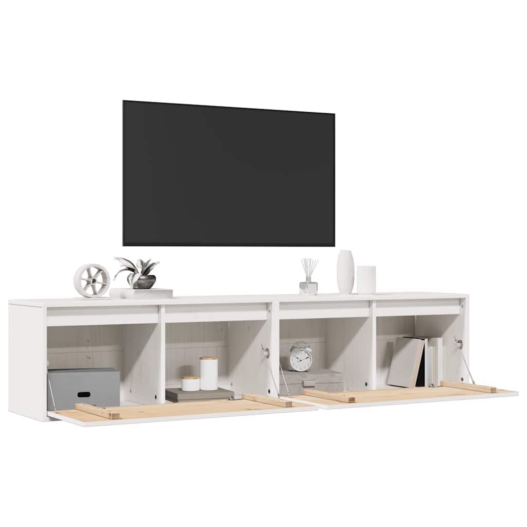 Armários de parede 2 pcs 80x30x35 cm pinho maciço branco