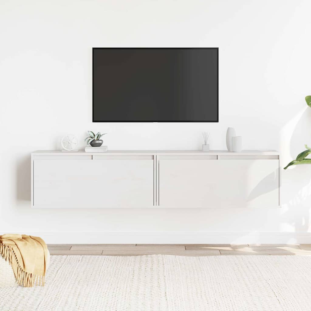 Armários de parede 2 pcs 80x30x35 cm pinho maciço branco