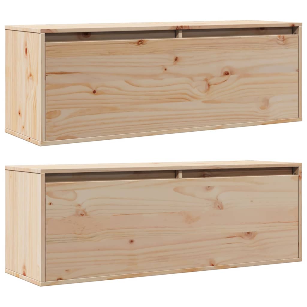 Armários de parede 2 pcs 100x30x35 cm pinho maciço cinza