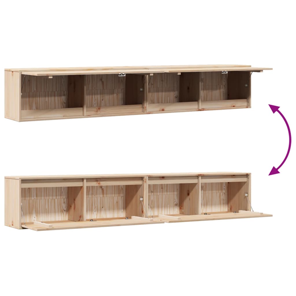 Armários de parede 2 pcs 100x30x35 cm pinho maciço cinza