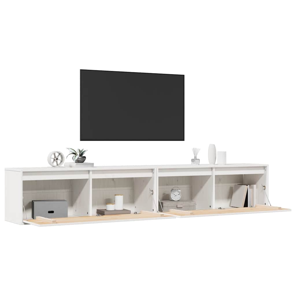 Armários de parede 2 pcs 100x30x35 cm pinho maciço branco