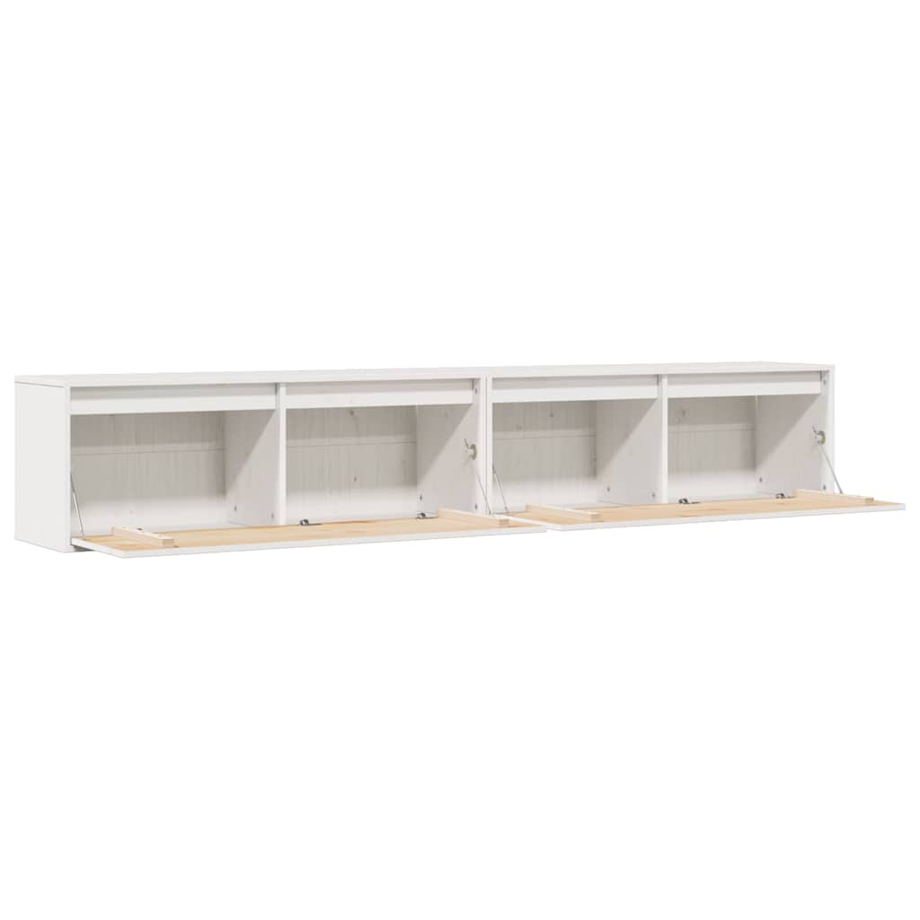 Armários de parede 2 pcs 100x30x35 cm pinho maciço branco