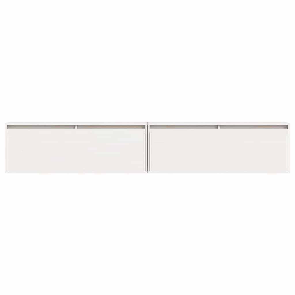 Armários de parede 2 pcs 100x30x35 cm pinho maciço branco