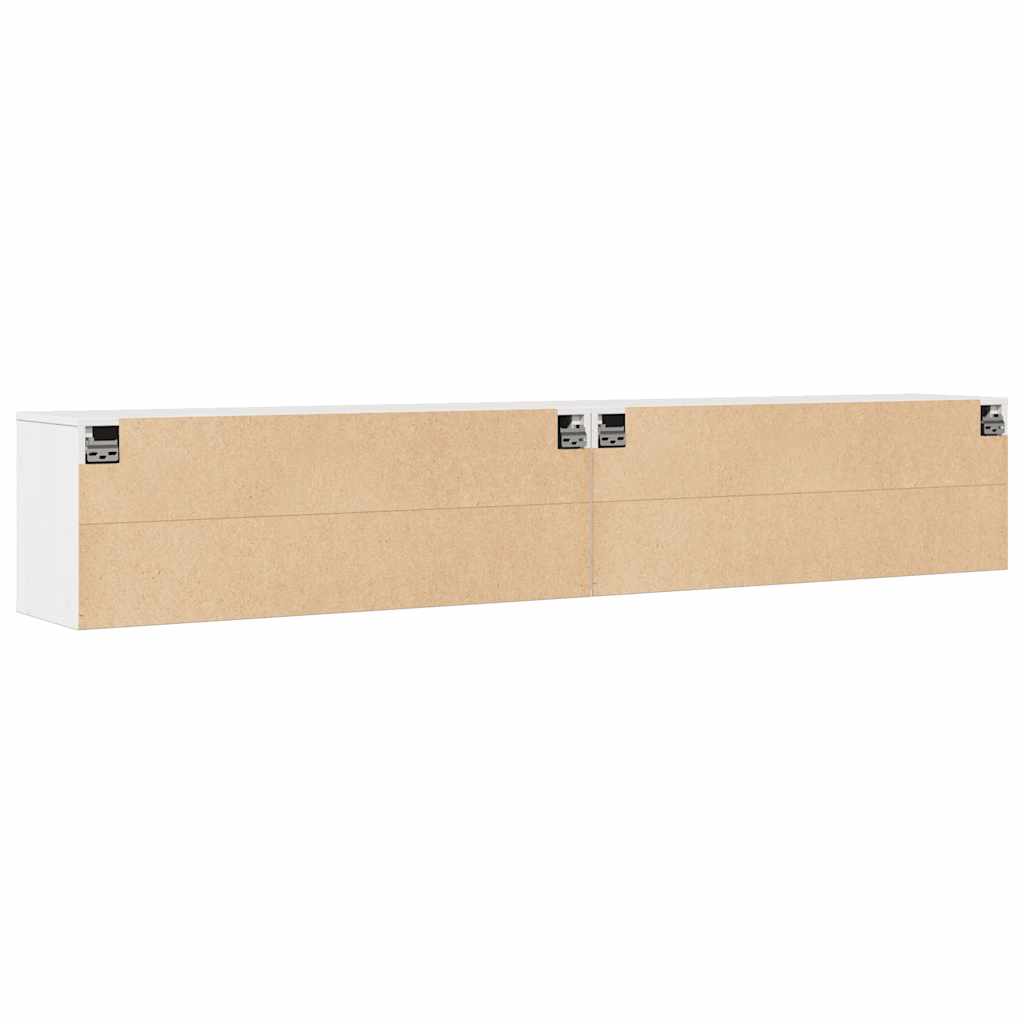 Armários de parede 2 pcs 100x30x35 cm pinho maciço branco
