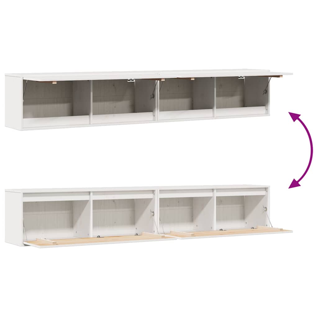 Armários de parede 2 pcs 100x30x35 cm pinho maciço branco