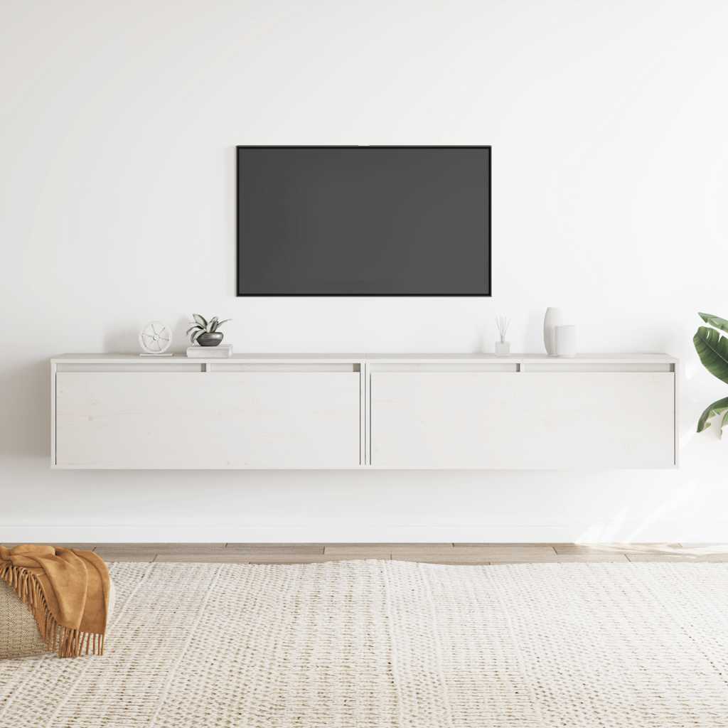 Armários de parede 2 pcs 100x30x35 cm pinho maciço branco