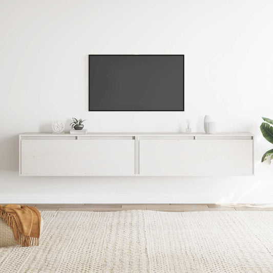 Armários de parede 2 pcs 100x30x35 cm pinho maciço branco