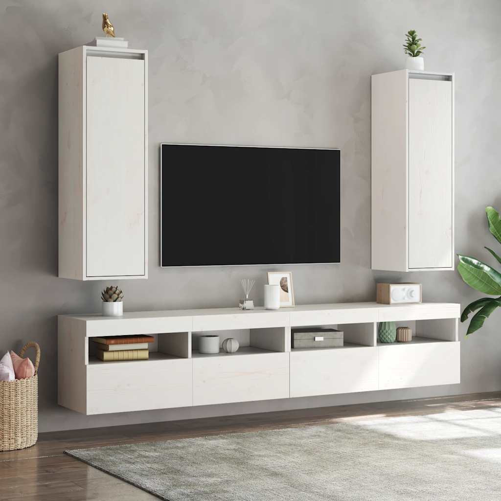 Armários de parede 2 pcs 30x30x100 cm pinho maciço branco