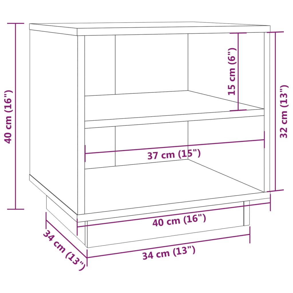 Mesas de cabeceira 2 pcs 40x34x40 cm pinho maciço preto
