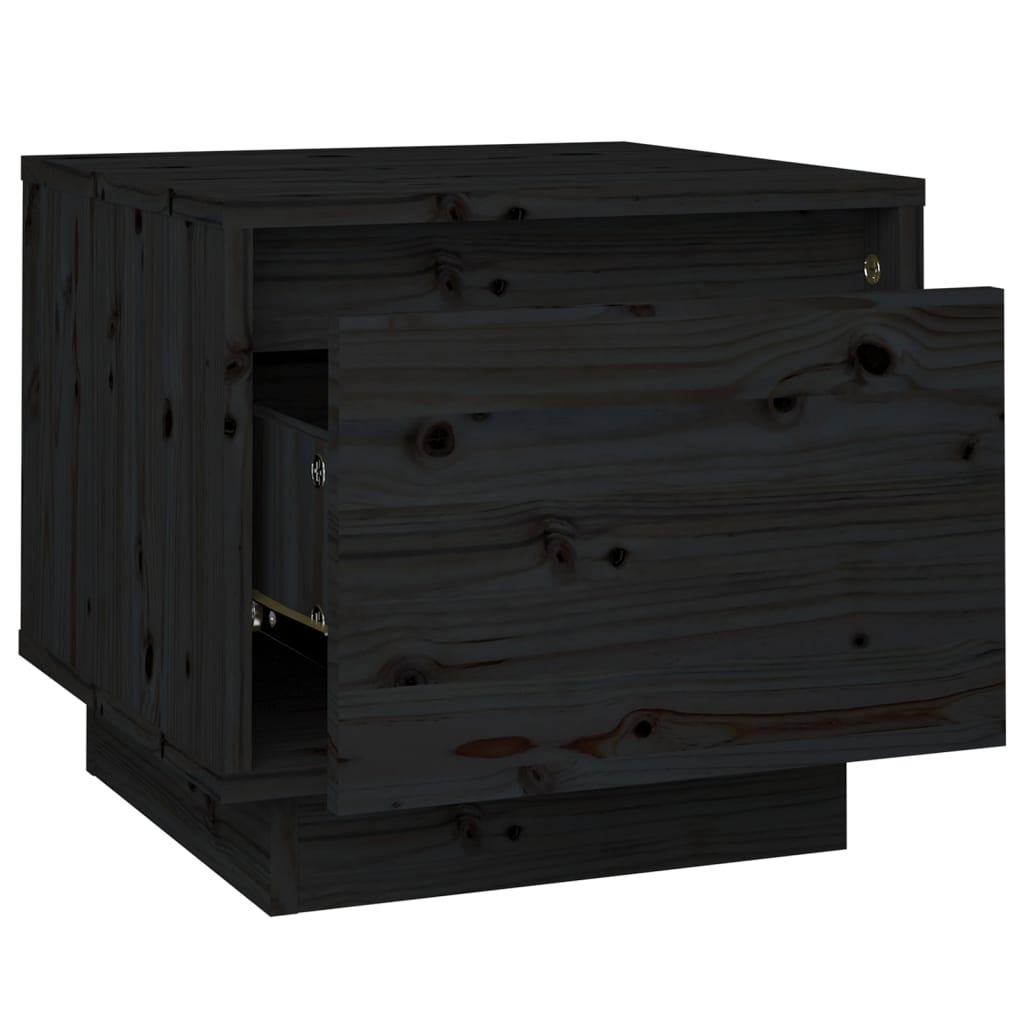 Mesas de cabeceira 2 pcs 35x34x32 cm pinho maciço preto