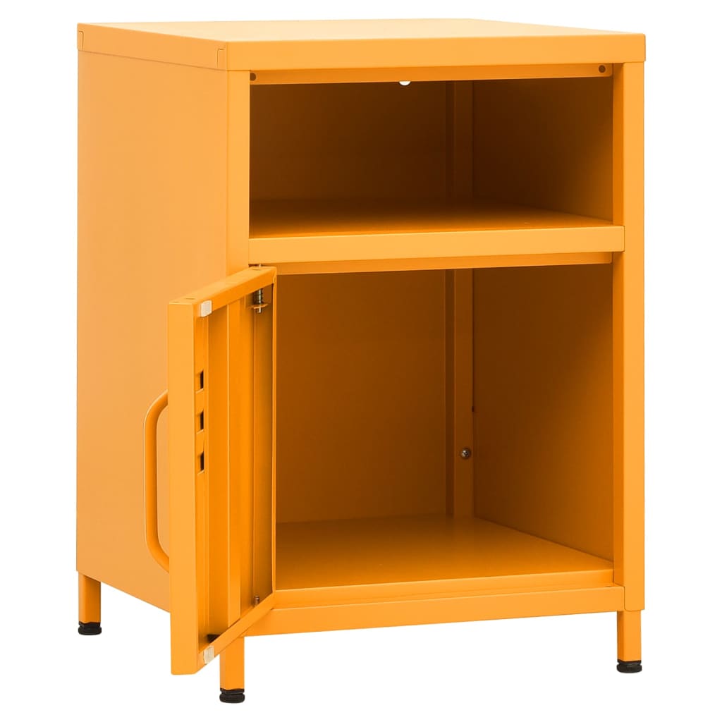 Mesas de cabeceira 2 pcs 35x35x51 cm aço amarelo mostarda