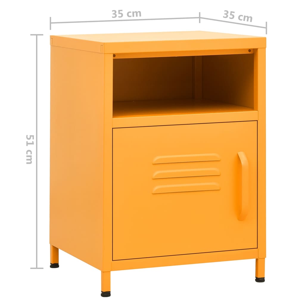 Mesas de cabeceira 2 pcs 35x35x51 cm aço amarelo mostarda