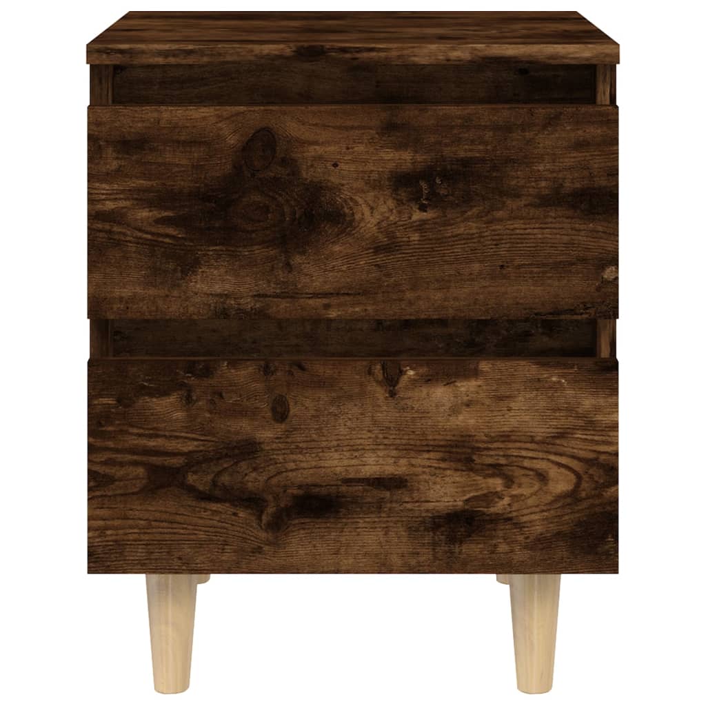 Mesa de cabeceira pernas madeira maciça carvalho fumado
