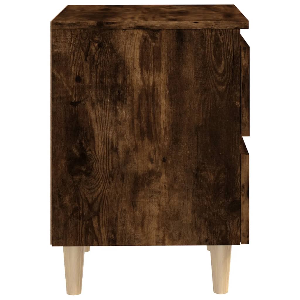 Mesa de cabeceira pernas madeira maciça carvalho fumado