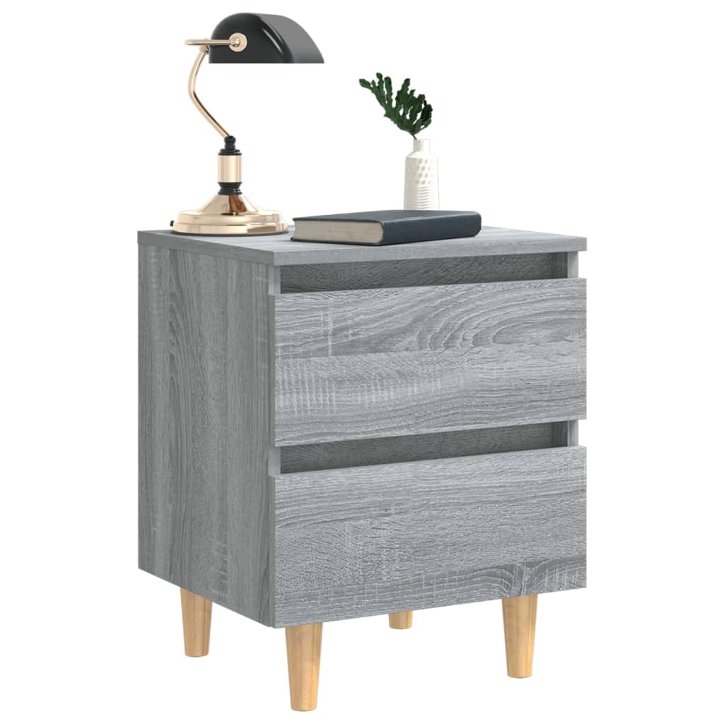 Mesas cabeceira c/ pernas madeira 2pcs 40x35x50 cm sonoma cinza
