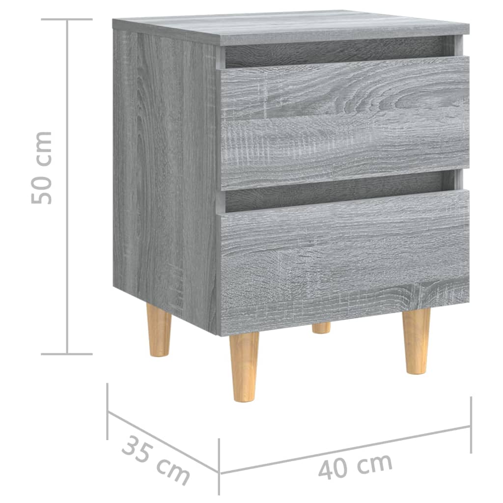Mesas cabeceira c/ pernas madeira 2pcs 40x35x50 cm sonoma cinza