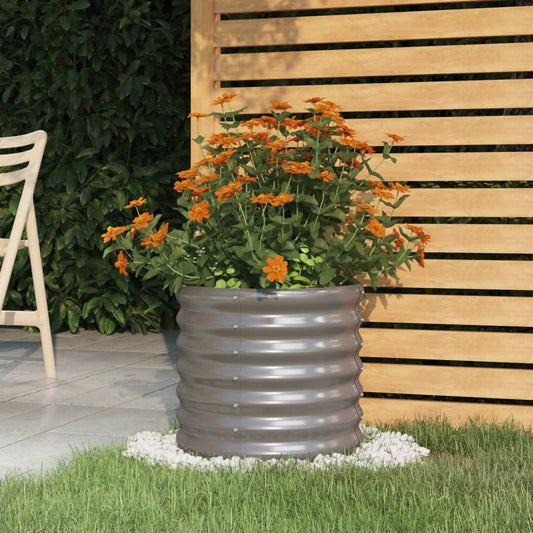 Vaso/floreira de jardim aço galvanizado 40x40x36 cm cinza