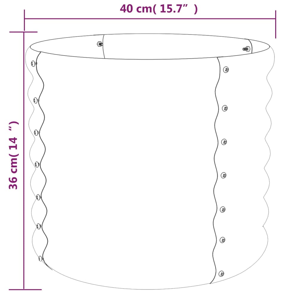 Vaso/floreira de jardim aço galvanizado 40x40x36 cm castanho