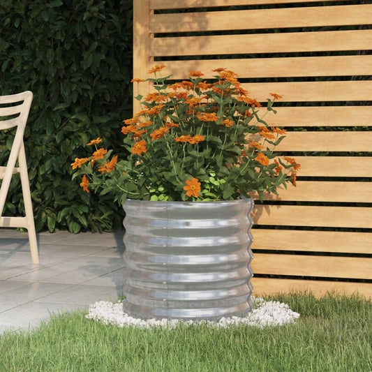 Vaso/floreira de jardim aço galvanizado 40x40x36 cm prateado
