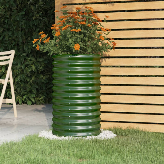 Vaso/floreira de jardim aço galvanizado 40x40x68 cm verde