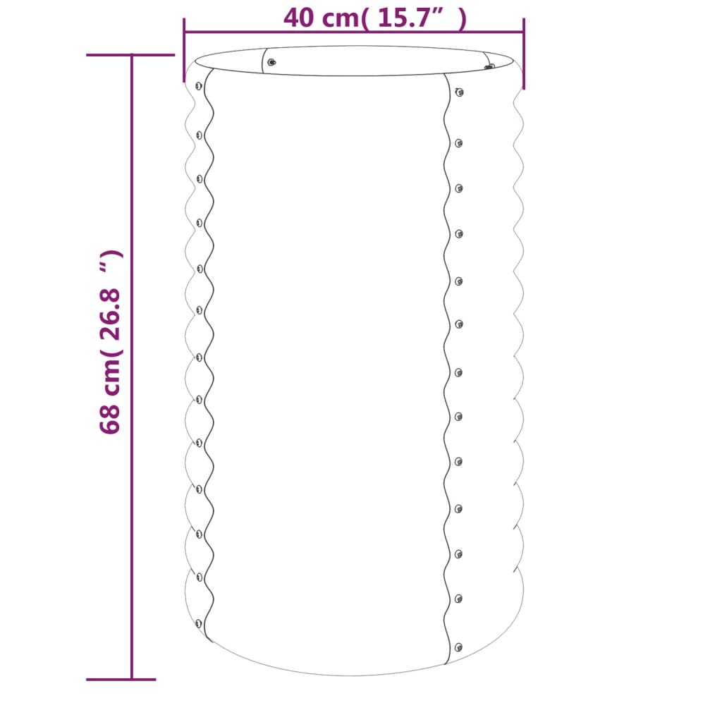 Vaso/floreira de jardim aço galvanizado 40x40x68 cm cinza