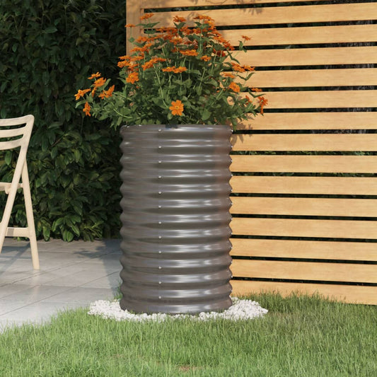 Vaso/floreira de jardim aço galvanizado 40x40x68 cm cinza