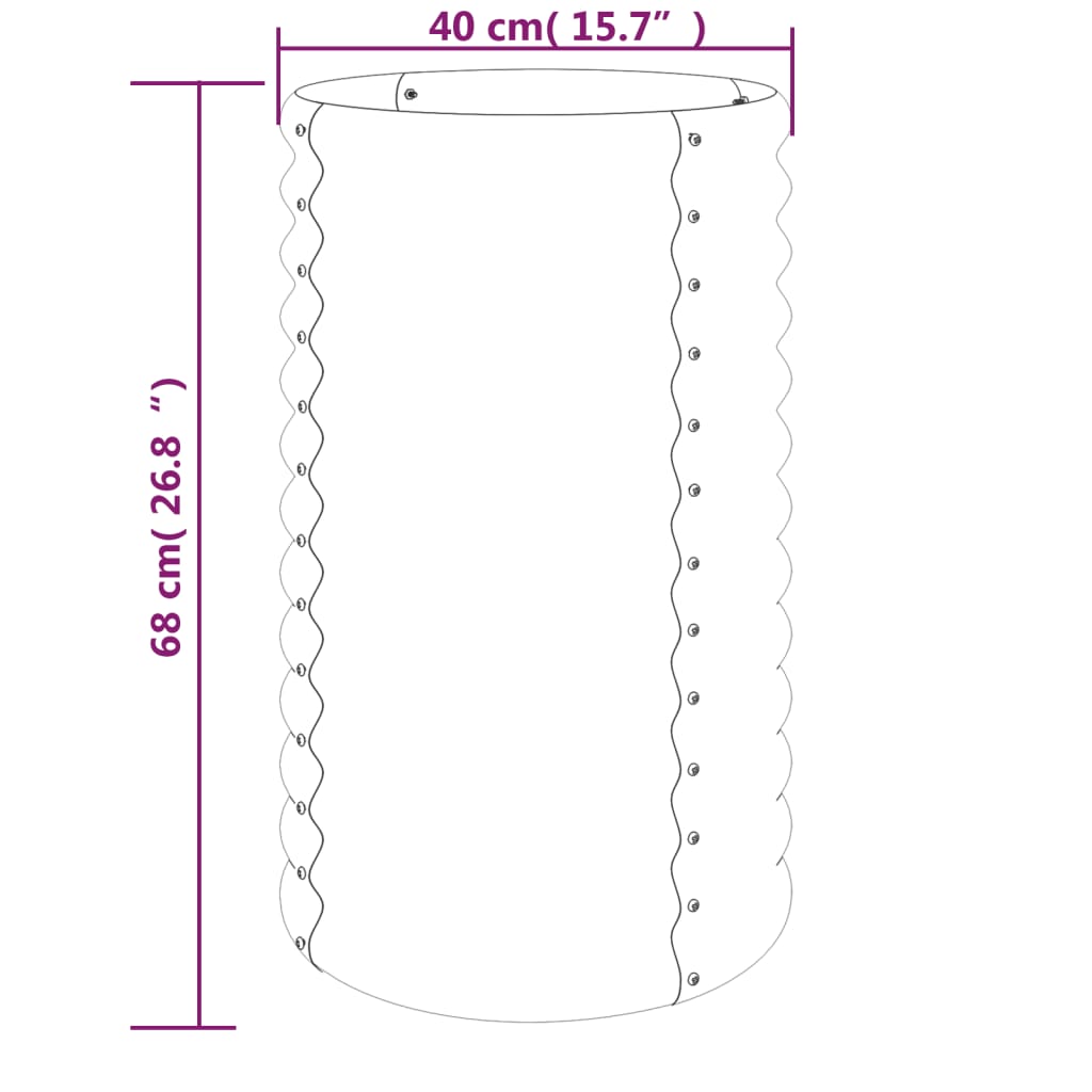Vaso/floreira de jardim aço galvanizado 40x40x68 cm castanho