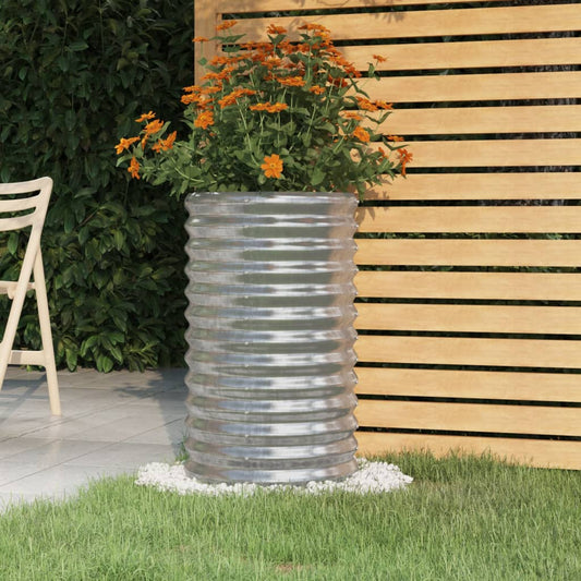 Vaso/floreira de jardim aço galvanizado 40x40x68 cm prateado