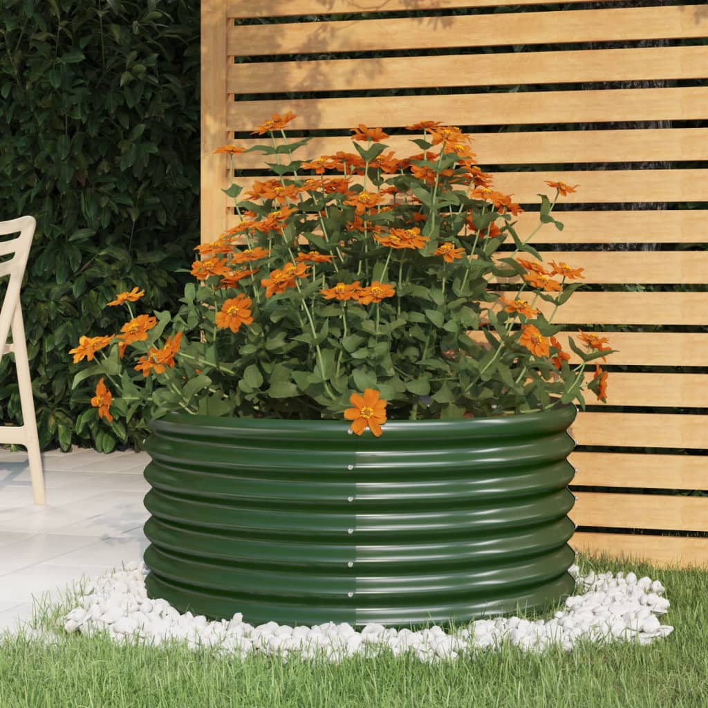 Vaso/floreira de jardim aço galvanizado 80x80x36 cm verde