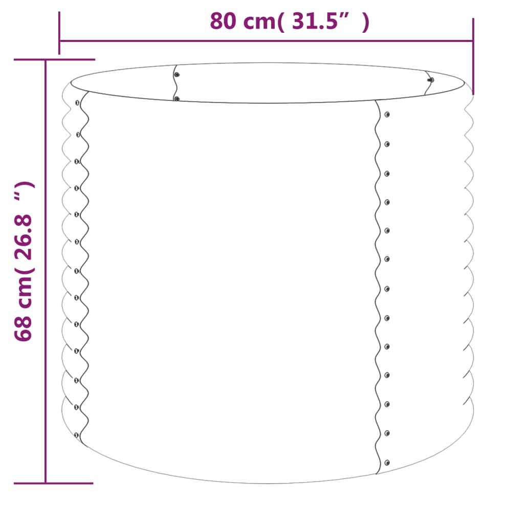 Vaso/floreira de jardim aço galvanizado 80x80x68 cm verde
