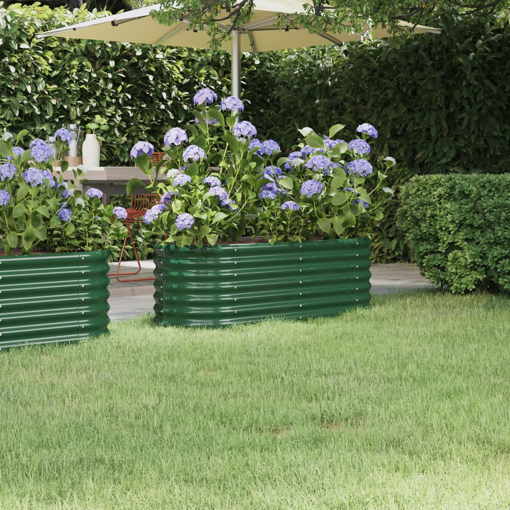 Canteiro elevado jardim 114x40x36 cm aço galvanizado verde