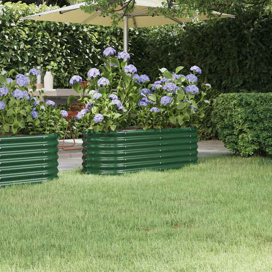 Canteiro elevado jardim 114x40x36 cm aço galvanizado verde