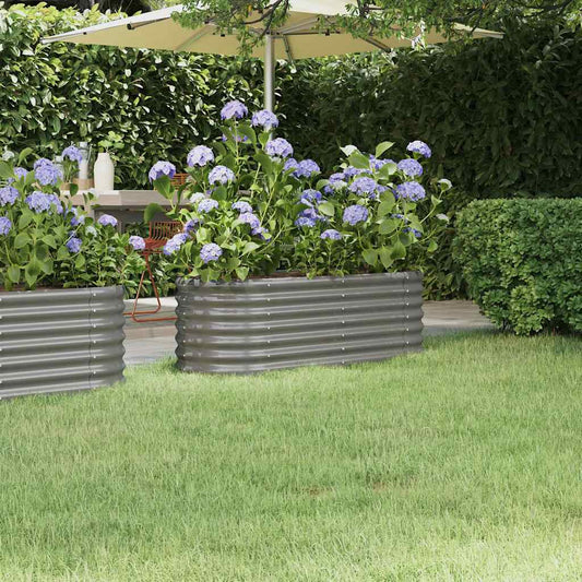Canteiro elevado jardim 114x40x36cm aço galvanizado cinzento