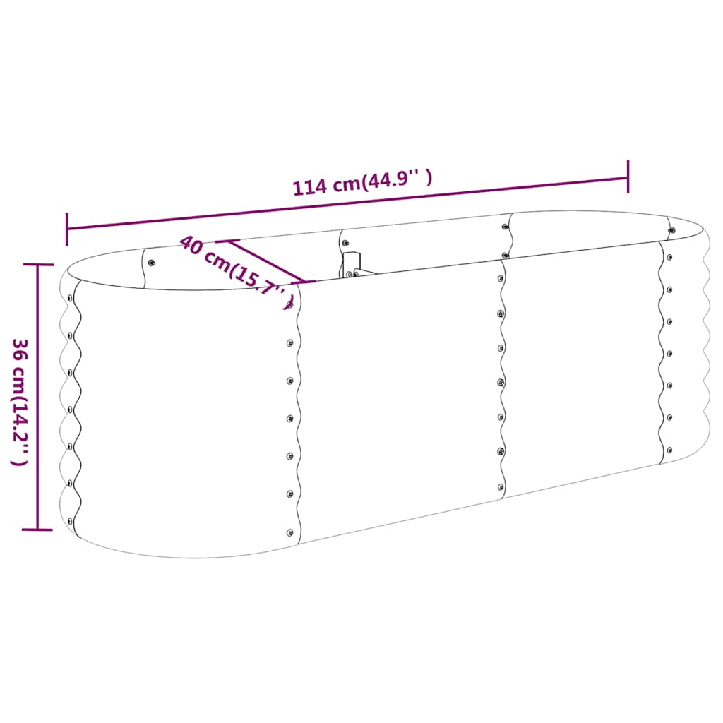 Canteiro elevado jardim 114x40x36 aço galvanizado antracite