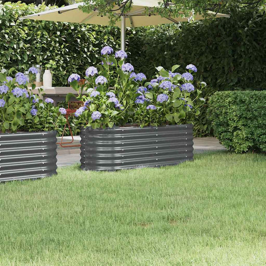 Canteiro elevado jardim 114x40x36 aço galvanizado antracite