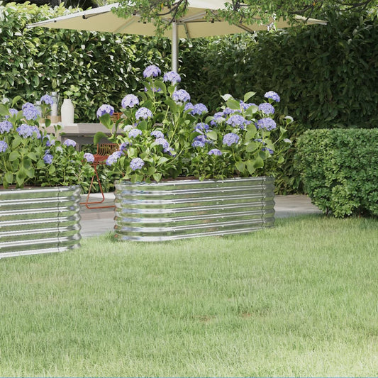 Canteiro elevado jardim 114x40x36cm aço galvanizado prateado