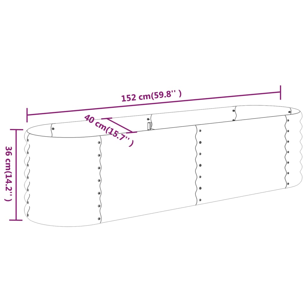 Canteiro elevado jardim 152x40x36 cm aço galvanizado verde