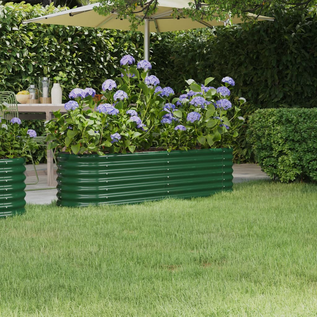 Canteiro elevado jardim 152x40x36 cm aço galvanizado verde