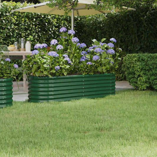 Canteiro elevado jardim 152x40x36 cm aço galvanizado verde
