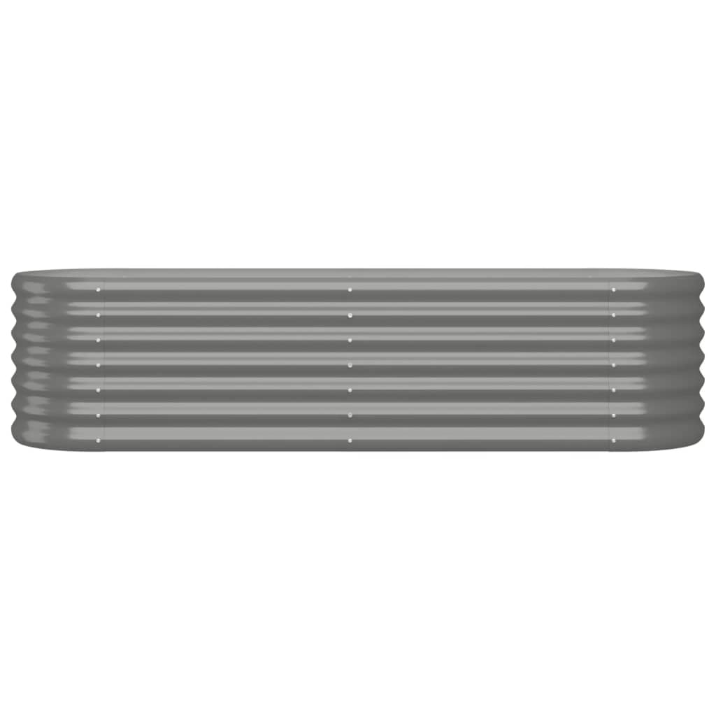 Canteiro elevado jardim 152x40x36cm aço galvanizado cinzento