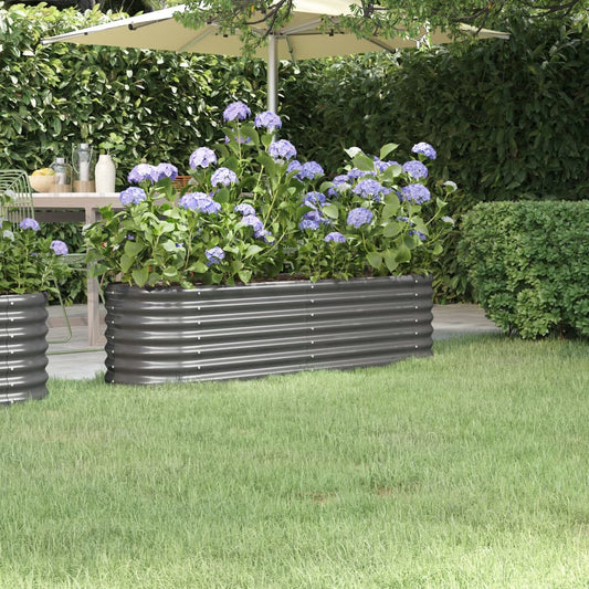 Canteiro elevado jardim 152x40x36cm aço galvanizado cinzento