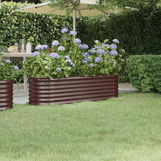 Canteiro elevado jardim 152x40x36cm aço galvanizado castanho