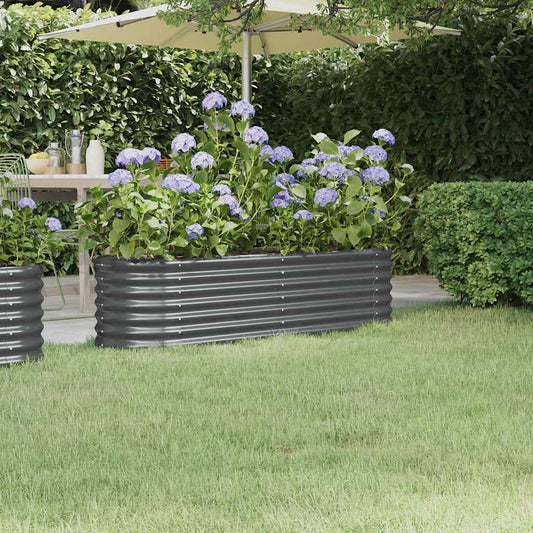 Canteiro elevado jardim 152x40x36 aço galvanizado antracite