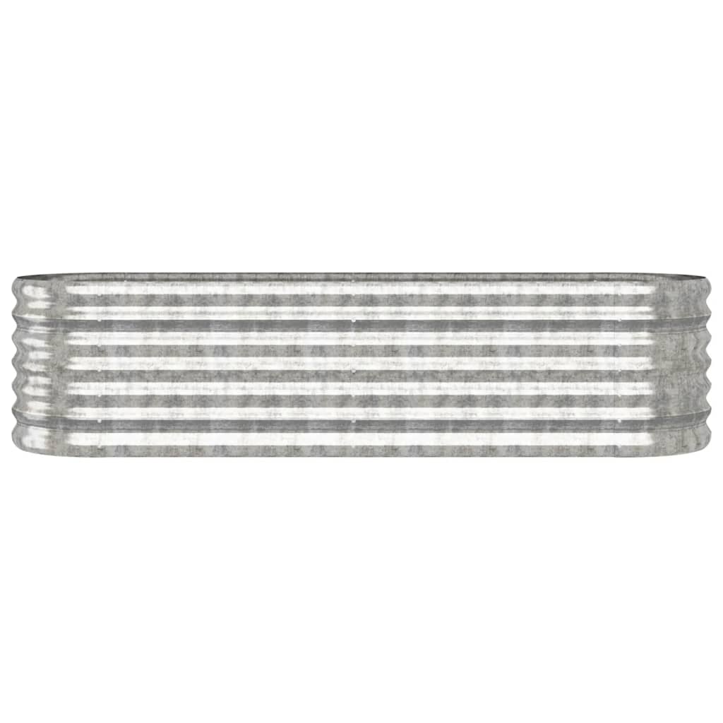 Canteiro elevado jardim 152x40x36cm aço galvanizado prateado