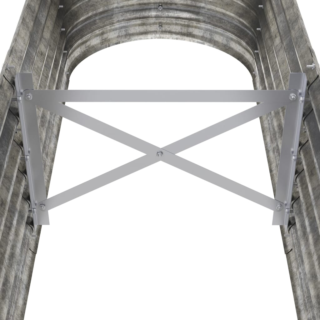 Canteiro elevado jardim 152x40x36cm aço galvanizado prateado